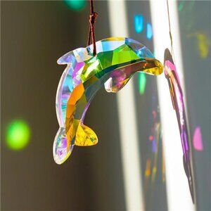 76mm/3in Lovely Crystal Dolphin Prism SunCatcher,Window Crystal Prism Suncatcher